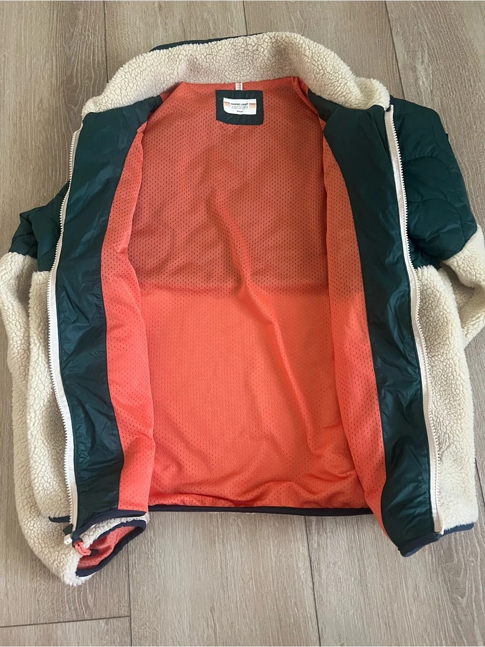 Marine Layer Green/Tan Quilted Long Sleeve Archive BARILOCHE Sherpa Jacket M